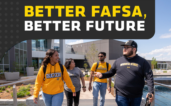 Better FAFSA, Better Future slogan with image of four 蜜汁TV Students