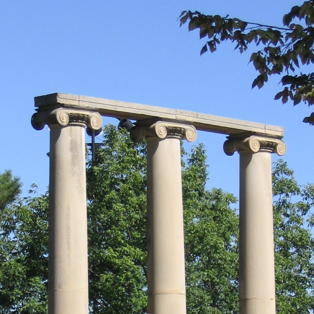 three columns on campus